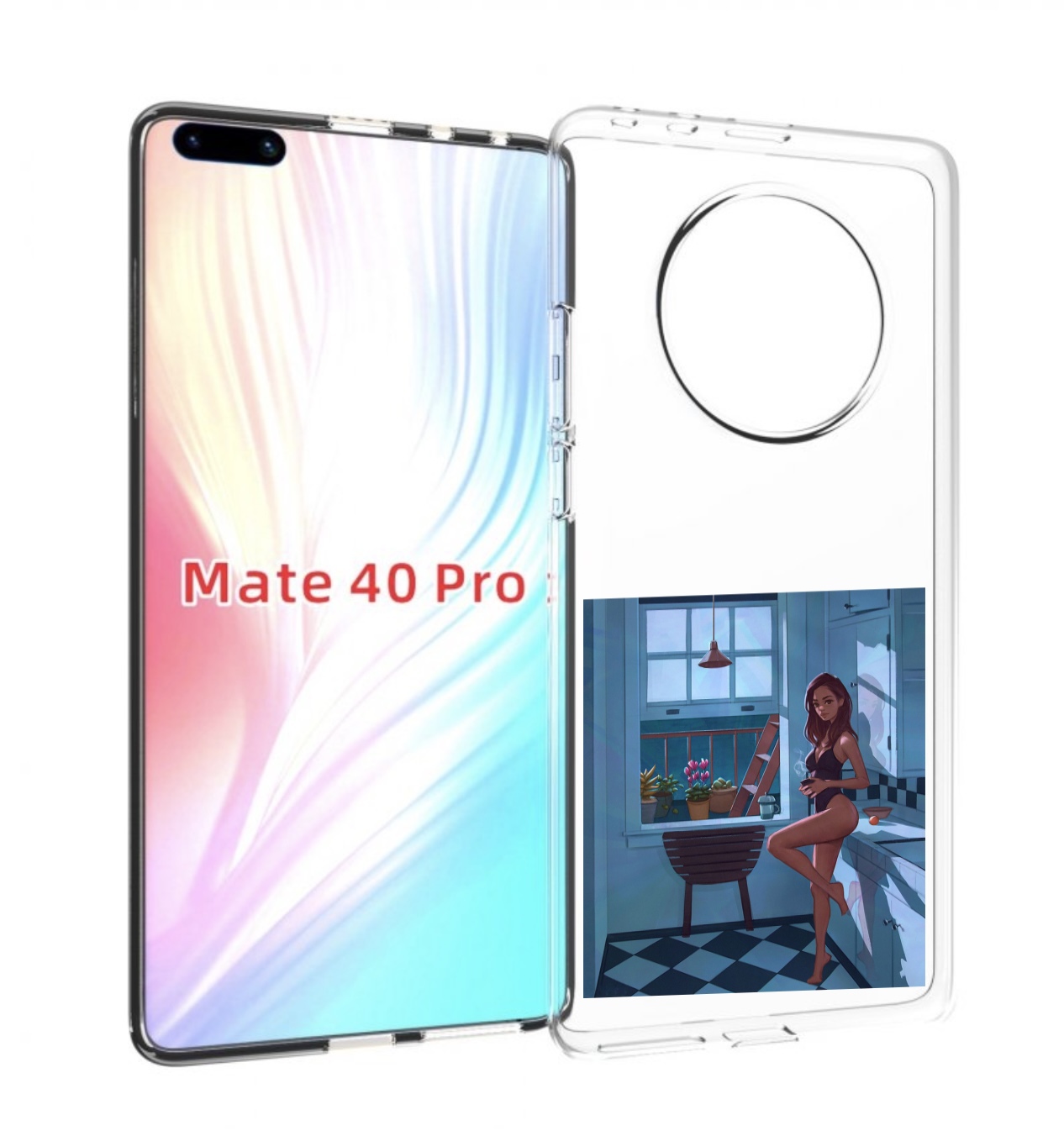 

Чехол MyPads девушка-на-кухне для Huawei Mate 40 Pro (NOH-NX9), Прозрачный, Tocco