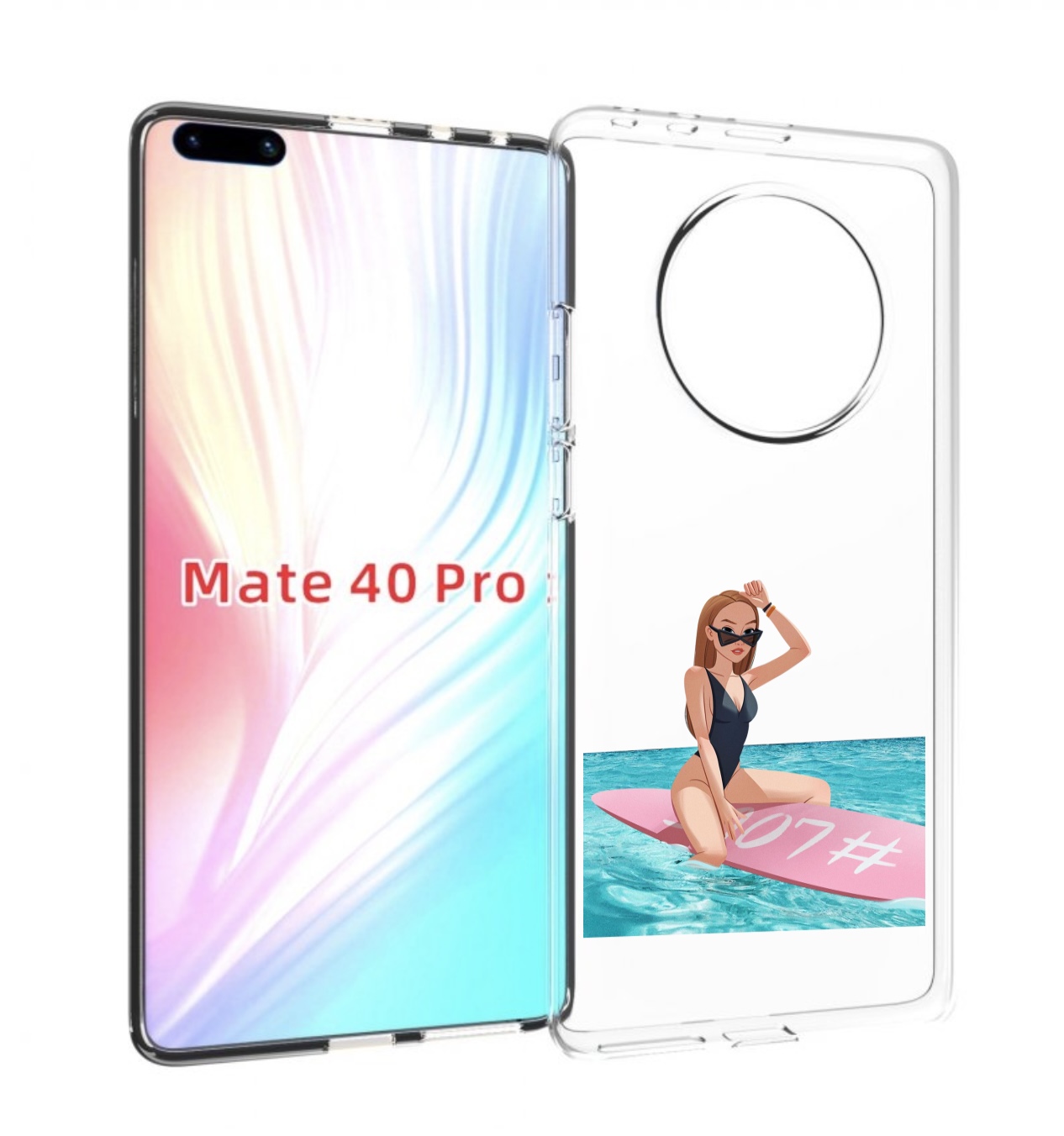 

Чехол MyPads девушка-на-серфе женский для Huawei Mate 40 Pro (NOH-NX9), Прозрачный, Tocco