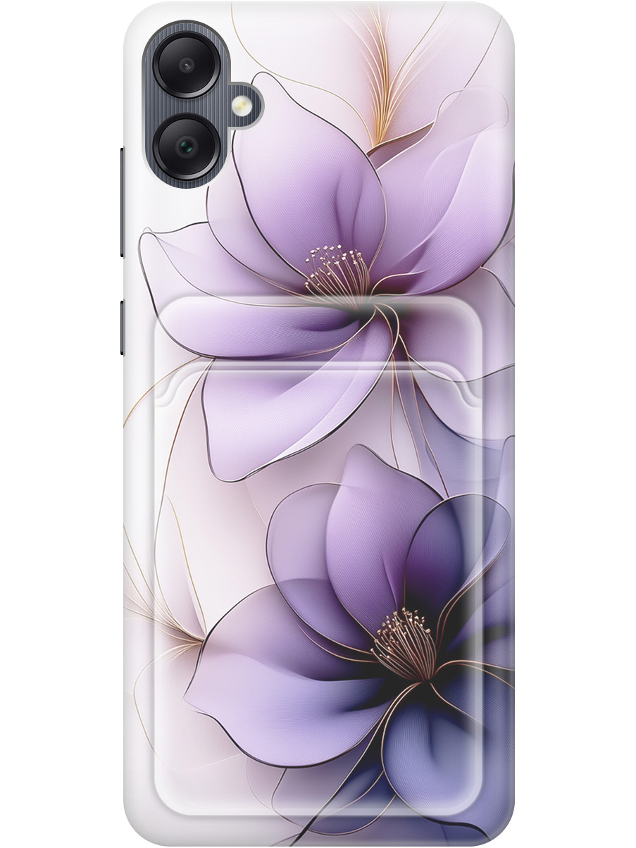 

Силиконовый чехол на Samsung Galaxy A05 с принтом "Сиреневые цветы" с карманом для карты, Белый;прозрачный;серый;фиолетовый, 776582621