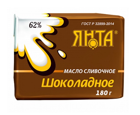 

Сливочное масло Янта шоколадное 62% БЗМЖ 180 г