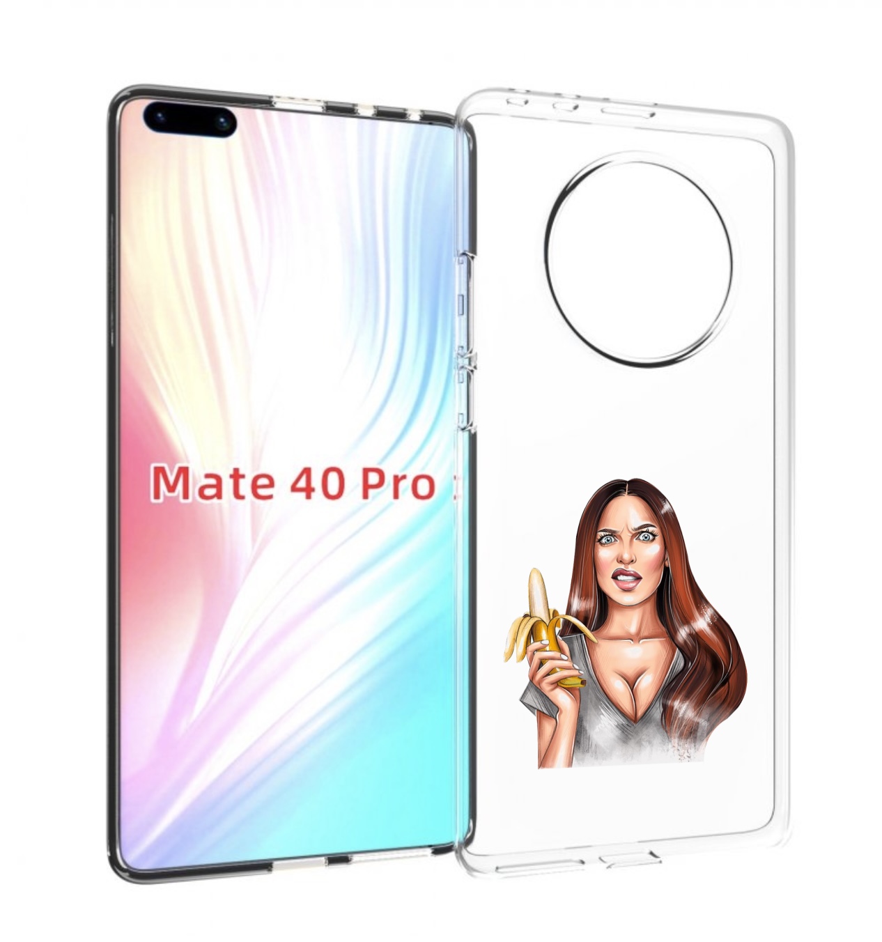 

Чехол MyPads девушка-с-бананом для Huawei Mate 40 Pro (NOH-NX9), Прозрачный, Tocco