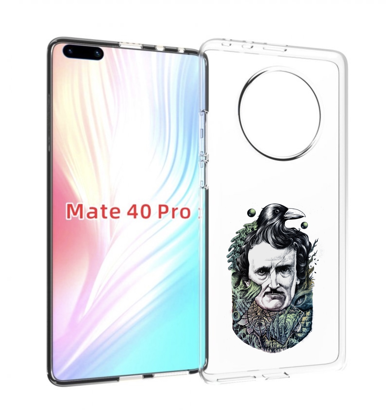 

Чехол MyPads Эдгар Аллан с вороном для Huawei Mate 40 Pro (NOH-NX9), Прозрачный, Tocco