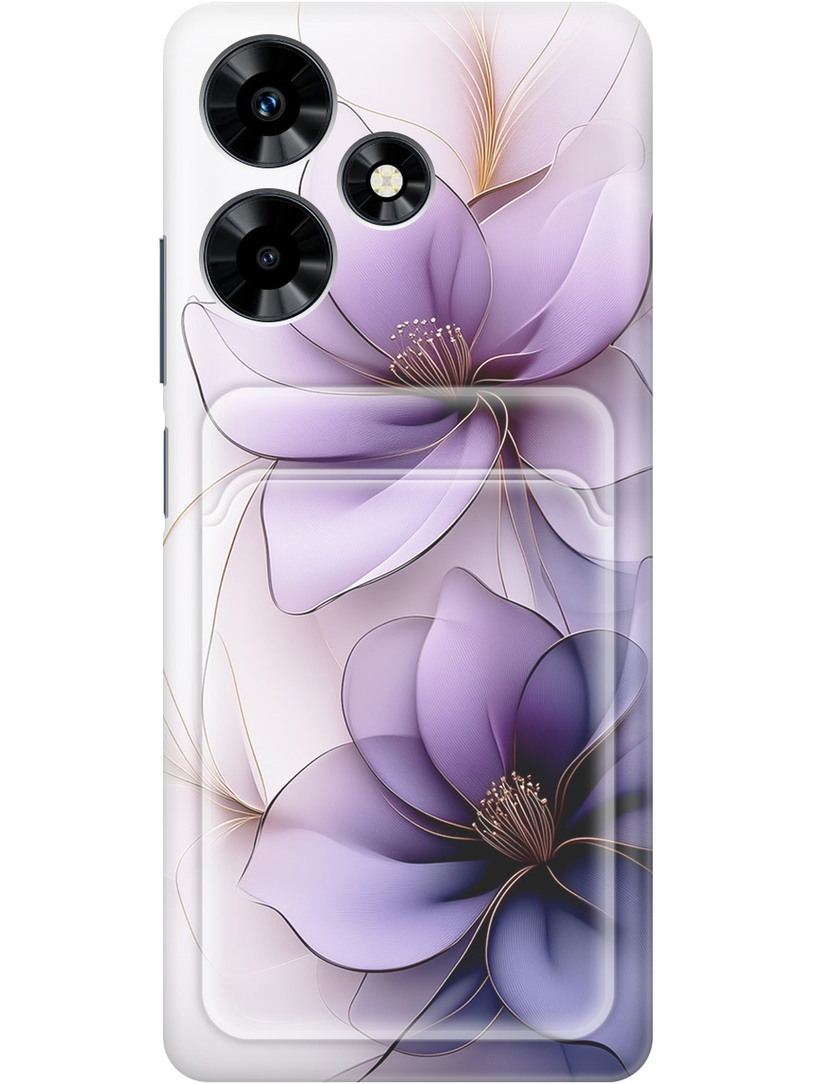 

Силиконовый чехол на Infinix Hot 30 с принтом "Сиреневые цветы" с карманом для карты, Белый;прозрачный;серый;фиолетовый, 773940121