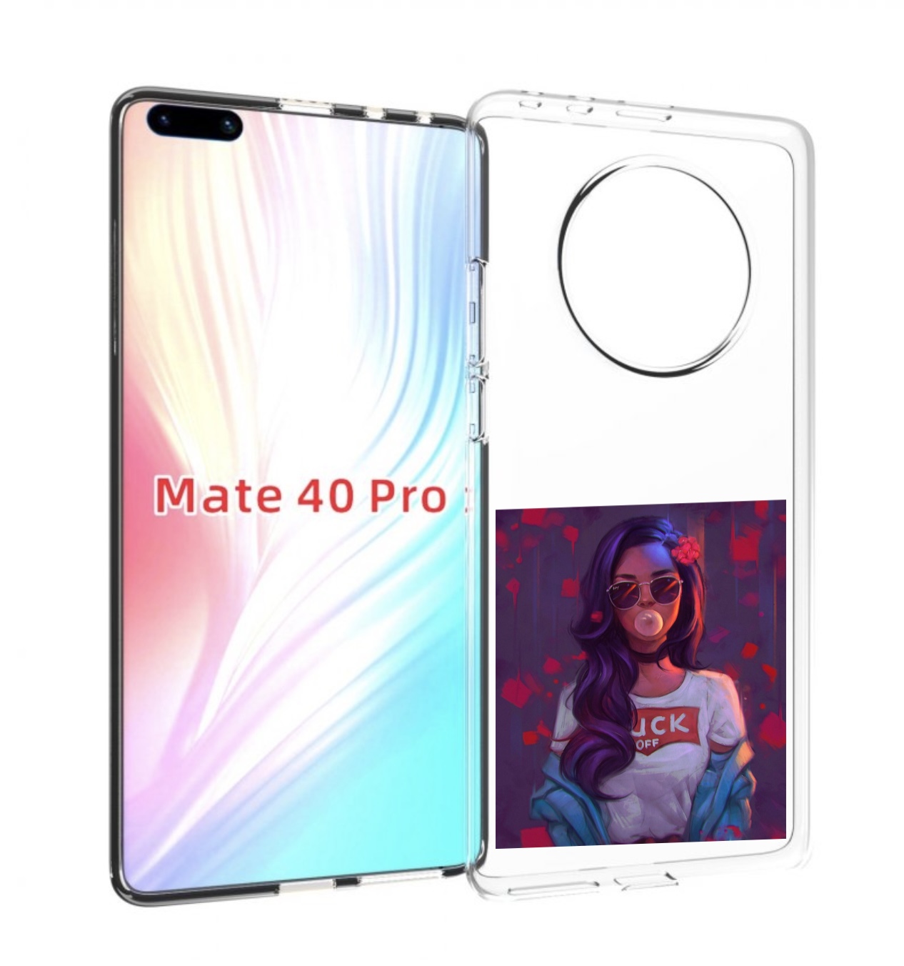 Чехол MyPads девушка-с-жвачкой женской для Huawei Mate 40 Pro (NOH-NX9)