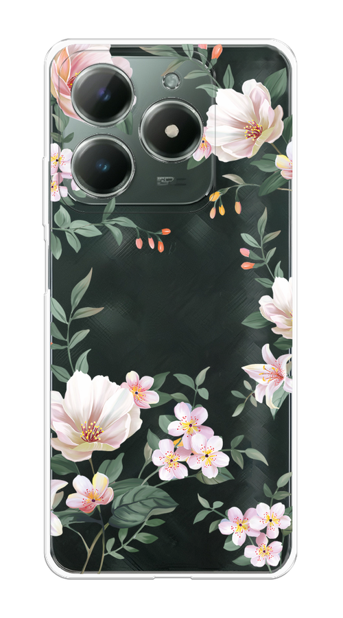 

Чехол на Realme C61 4G (Global) "Beautiful white flowers", Бежевый;зеленый, 2518050-1