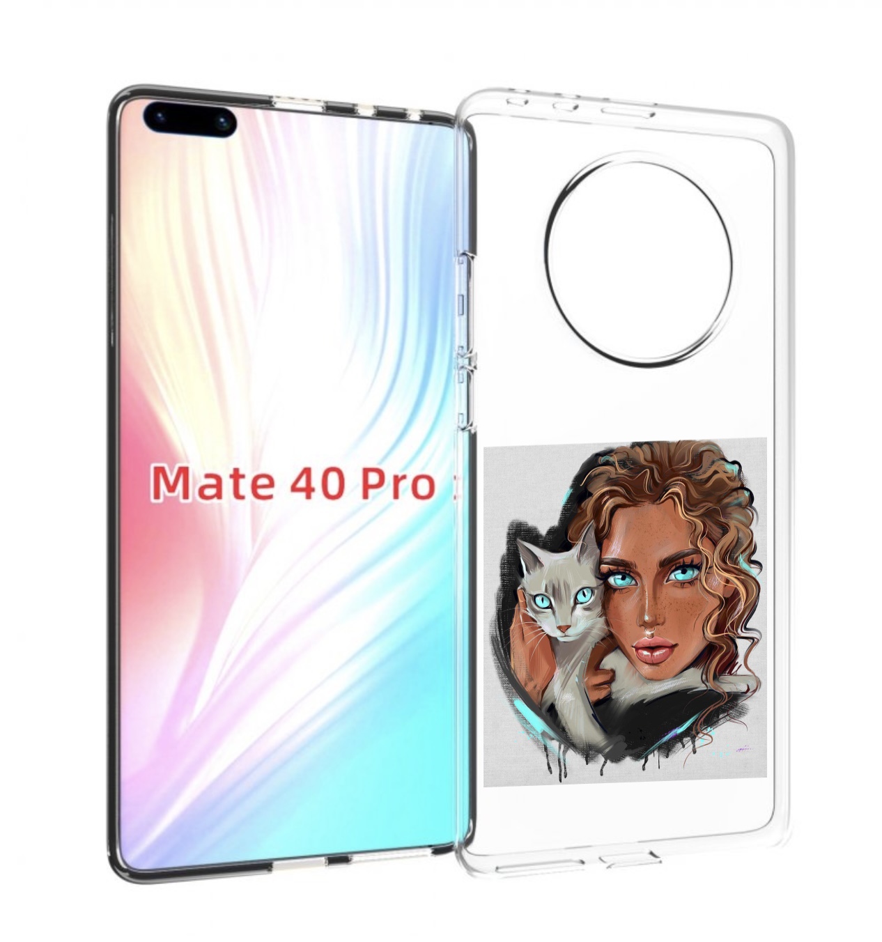 

Чехол MyPads девушка-с-котом-голубые-глаза женский для Huawei Mate 40 Pro (NOH-NX9), Прозрачный, Tocco