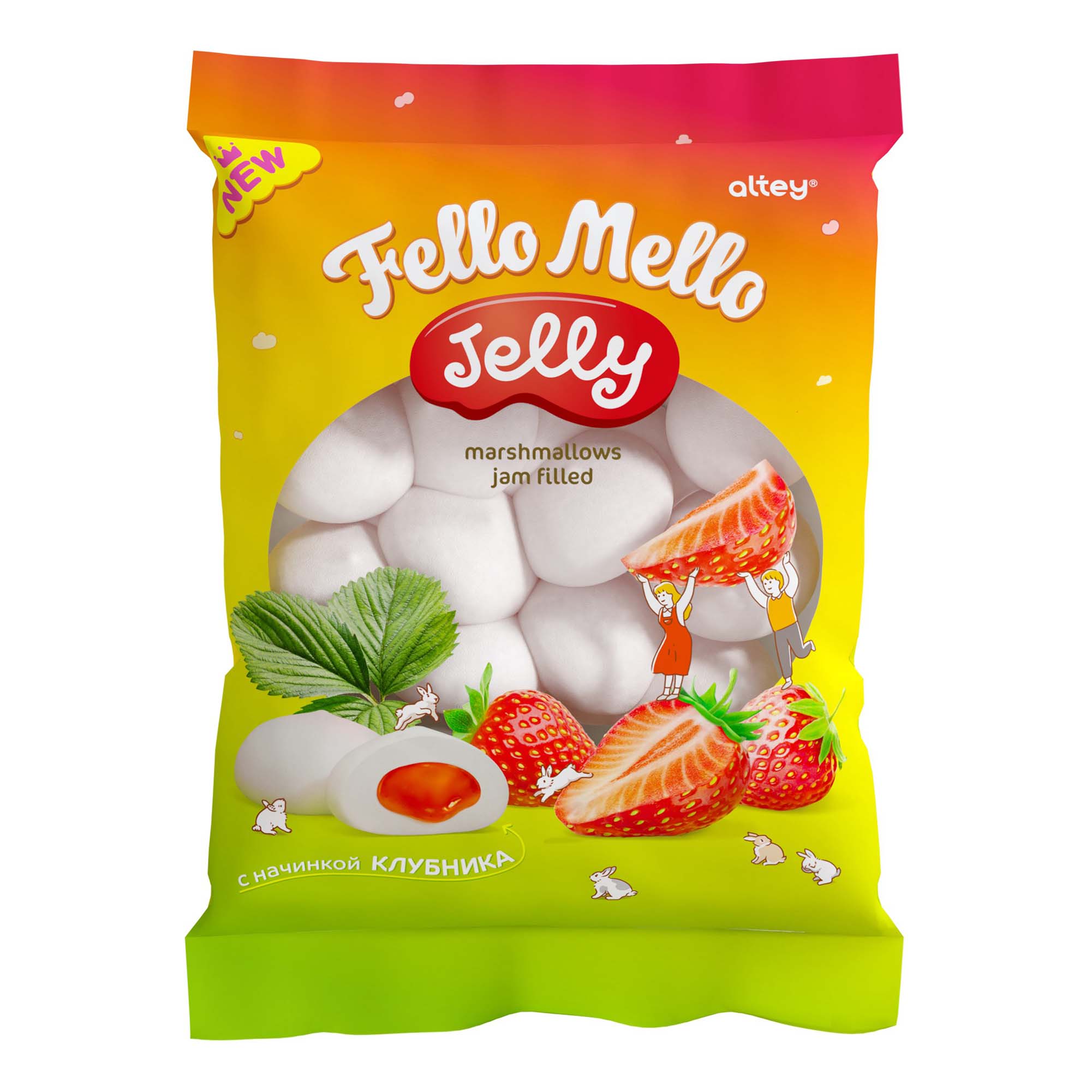 Маршмеллоу Fello Mello Jelly с начинкой клубника 55 г