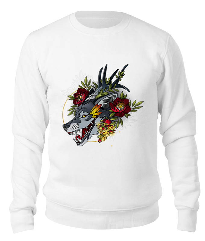

Свитшот унисекс Printio Smiling wolf белый S, Smiling wolf