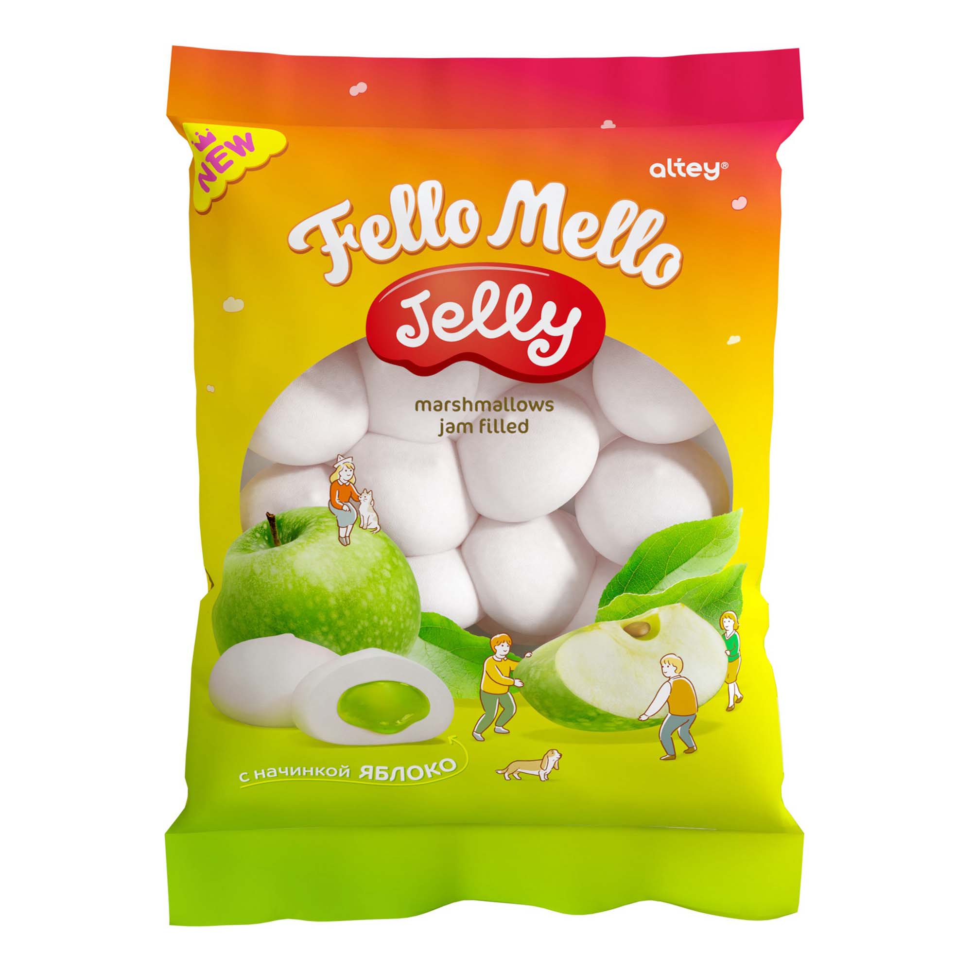 

Маршмеллоу Fello Mello Jelly с начинкой яблоко 55 г