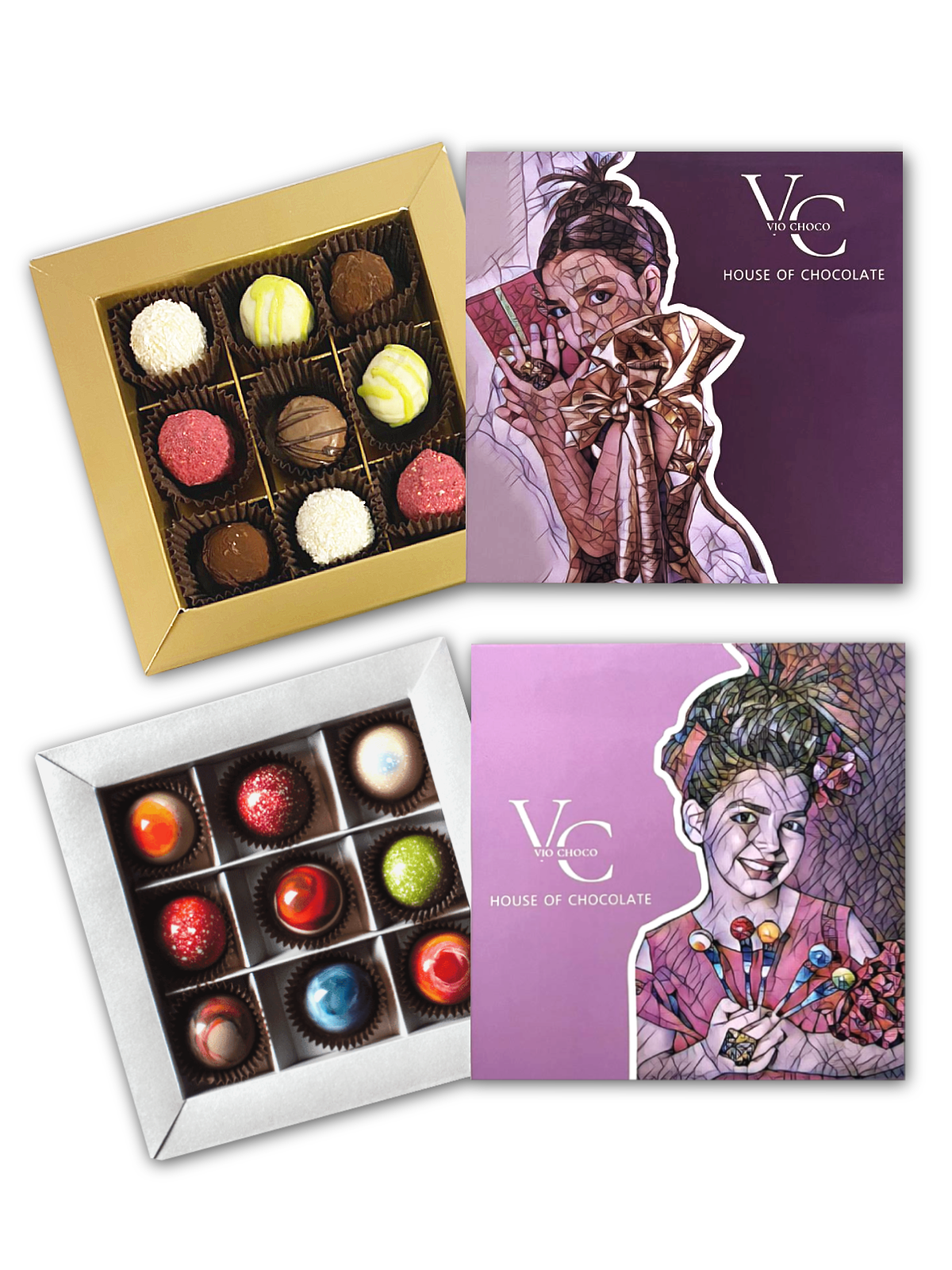 Два набора шоколадных конфет VioChoco Звезда и Счастье ассорти ручной работы, 304 г