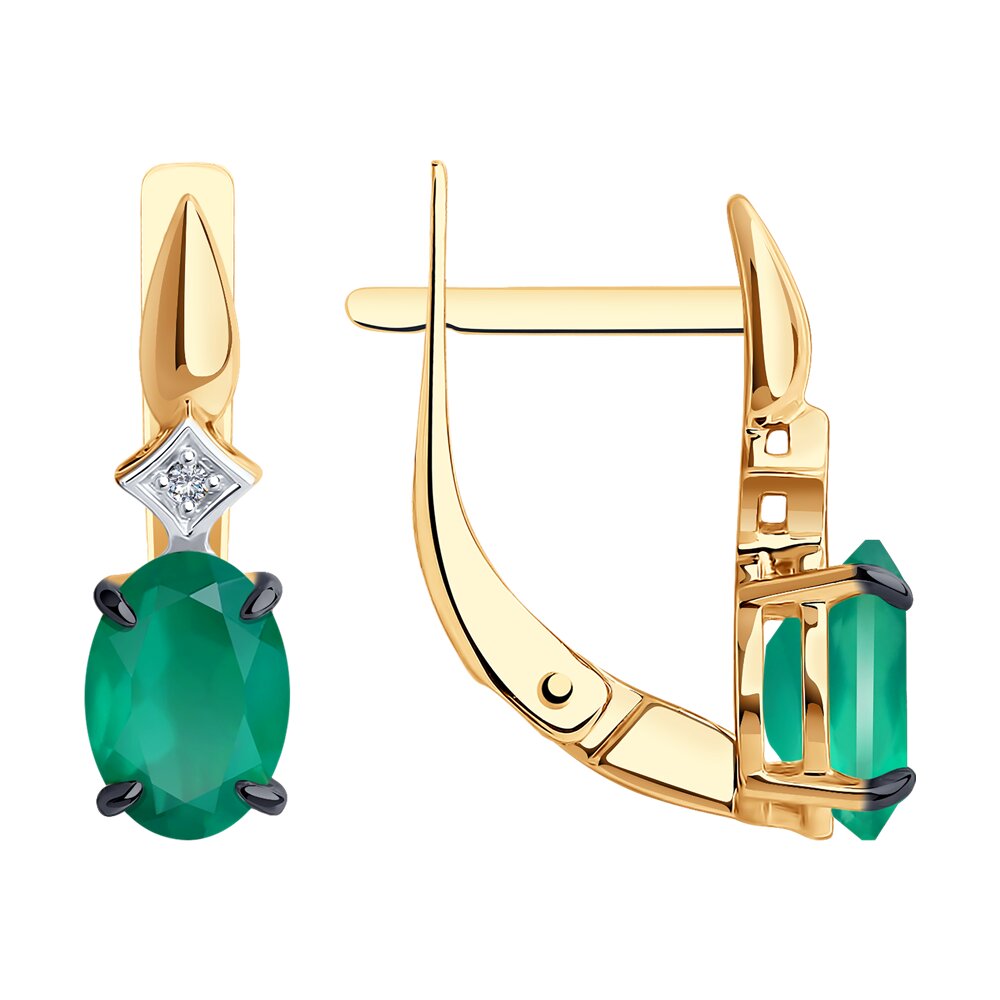 

Серьги из красного золота с фианитом и агатом Diamant 51-320-01919-6, 51-320-01919-6