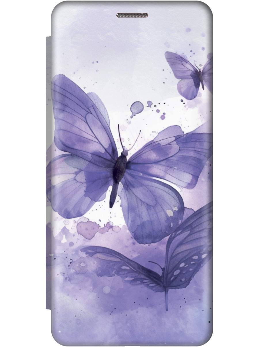 

Чехол-книжка на Honor 10x Lite с принтом "Сиреневые акварельные бабочки" золотой, Золотистый;белый;фиолетовый, 723565523