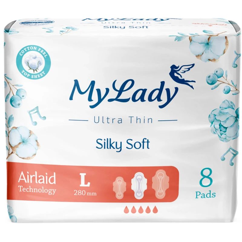 

Прокладки гигиенические MyLady Silky Soft ультратонкие L 8 шт, Белый