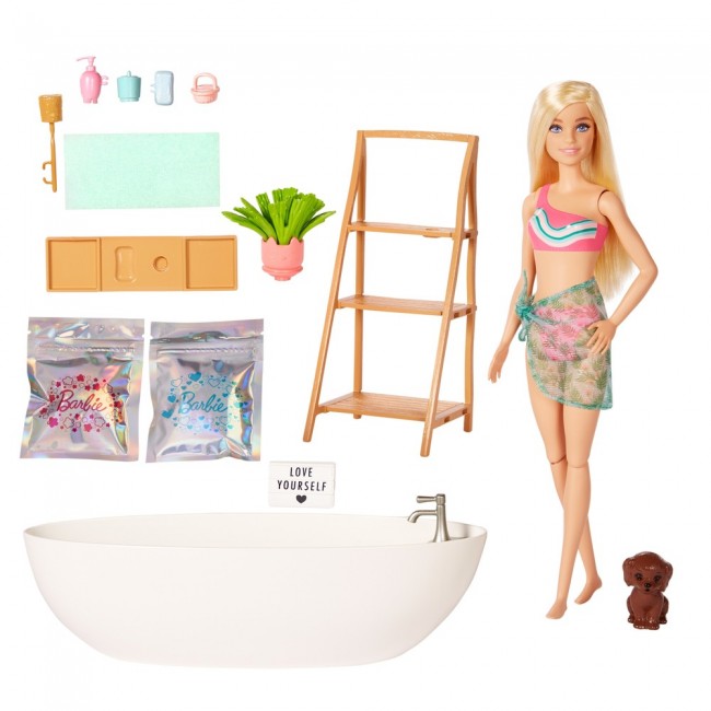 Набор игровой Кукла Barbie Self-Care Пенная ванна из конфетти, с аксессуарами, HKT92 альтернатива башпласт набор для купания ванна горка ковш