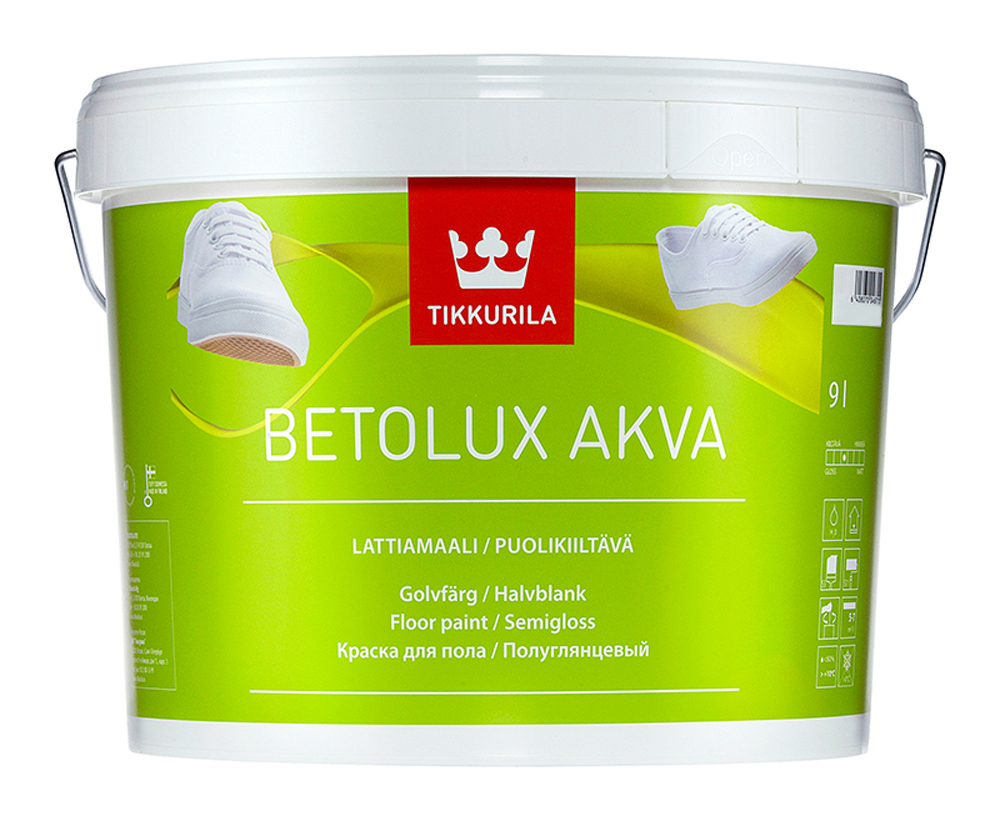 Краска Tikkurila Betolux Akva, база C, 9 л краска tikkurila betolux akva для пола водоразбавляемая полуглянцевая база a 2 7л 41260010130