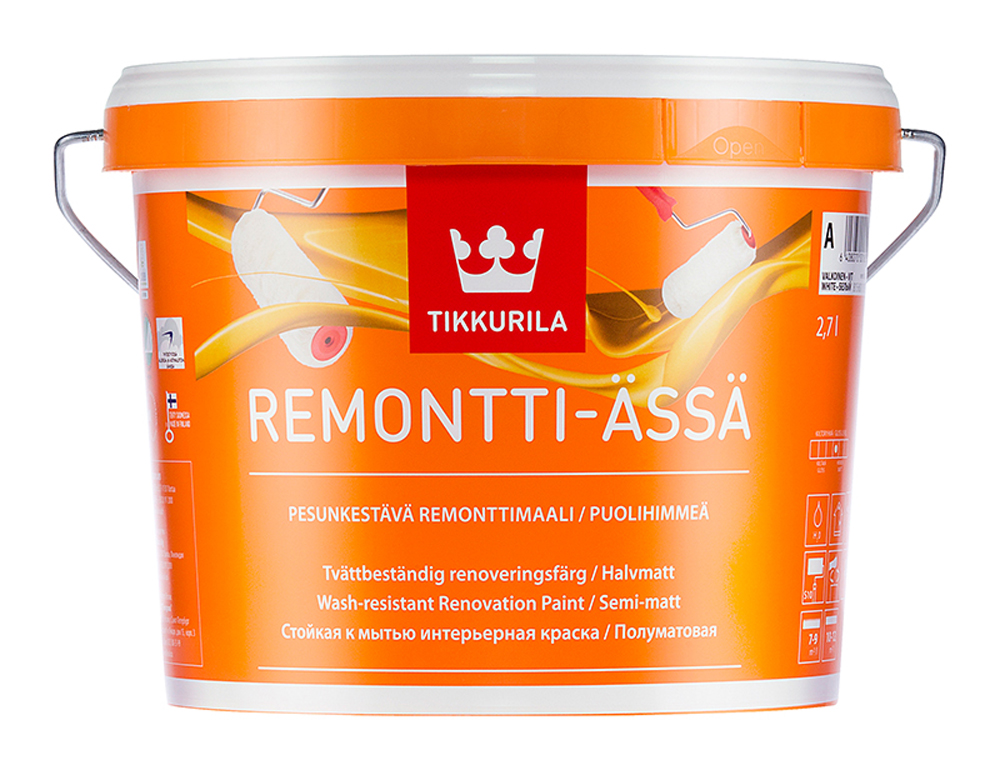 

Краска Tikkurila Remontti-Assa, база C, 2,7 л, Прозрачный, Remontti-Assa