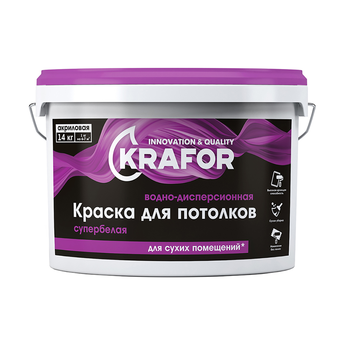 Краска Krafor для потолков, база A, 3 кг