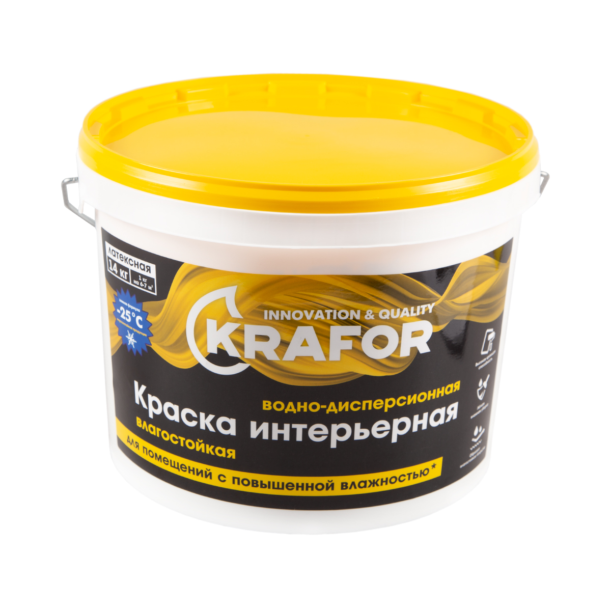 Краска Krafor влагостойкая, белый, 14 кг