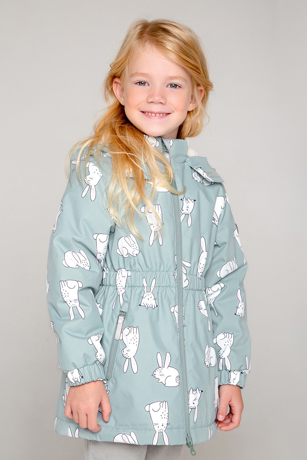 Куртка детская CROCKID 1G JKT 024(4).1, холодная мята, белые зайчики, 116