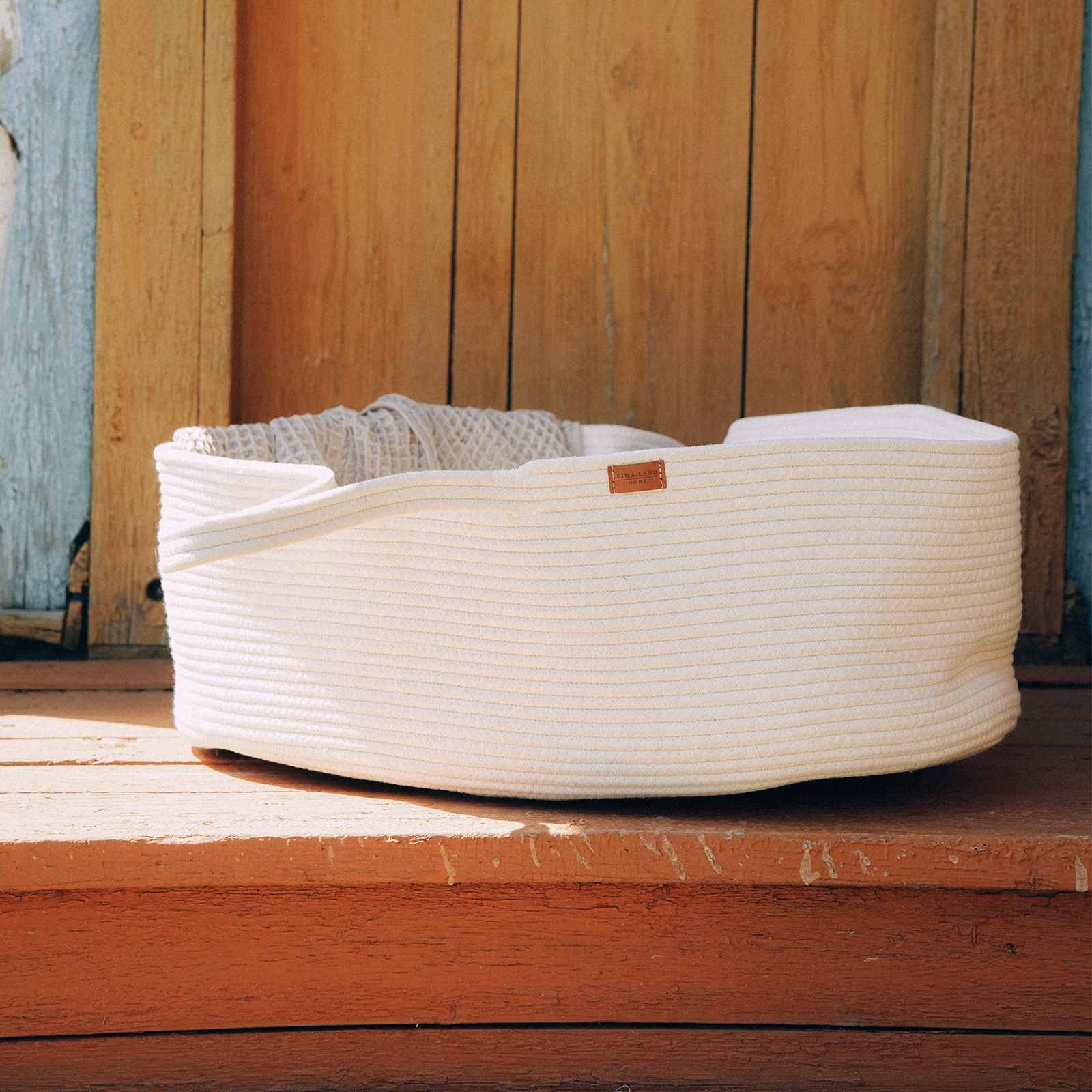 Корзина плетеная SL Home Wicker для хранения с матрасом, 70х38х25 см, белый