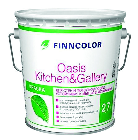 Краска Finncolor Oasis Kitchen & Gallery, база A, 2,7 л разделочная доска для подачи wild kitchen 42×22×2 5 см граб темный