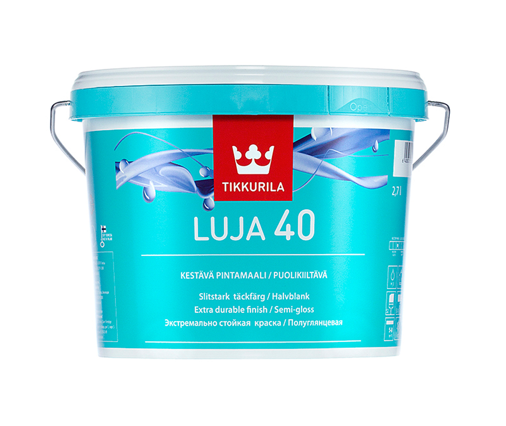 Краска Tikkurila Luja 40, база C, 2,7 л краска tikkurila remontti assa интерьерная акрилатная стойкая к мытью полуматовая база a 9л 81560010160