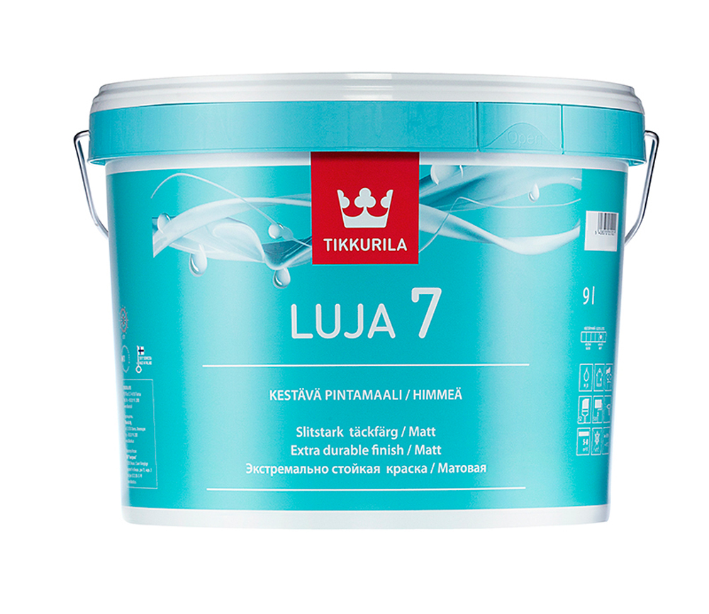 Краска Tikkurila Luja 7, база C, 9 л краска стойкая с маслом оливы и пантенолом тон 8 31 солнечный лен