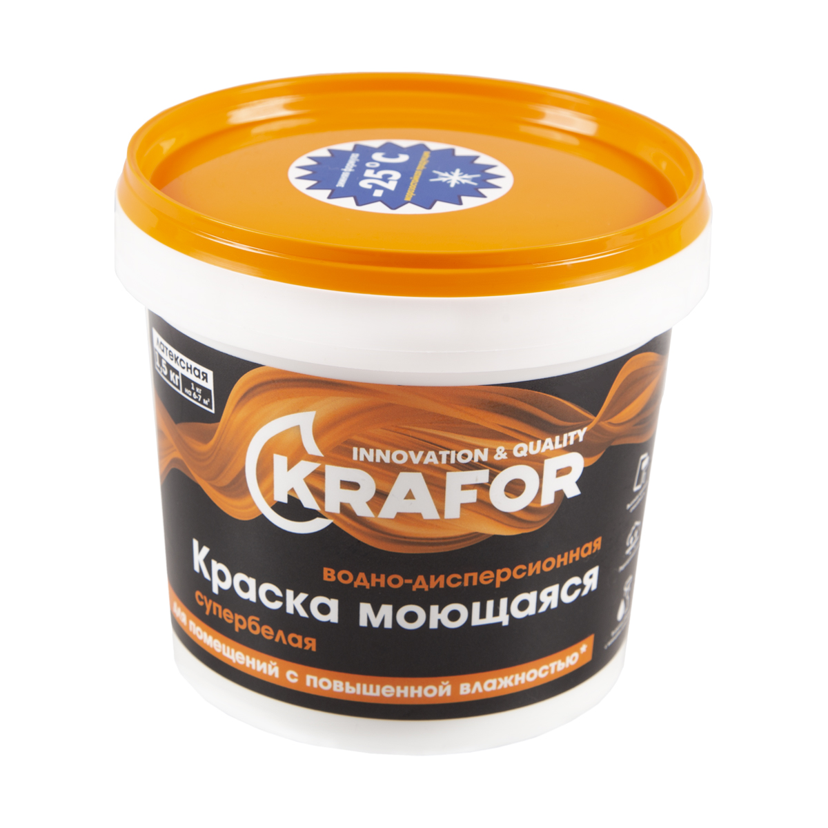 фото Краска krafor моющаяся, база a, 1,5 кг