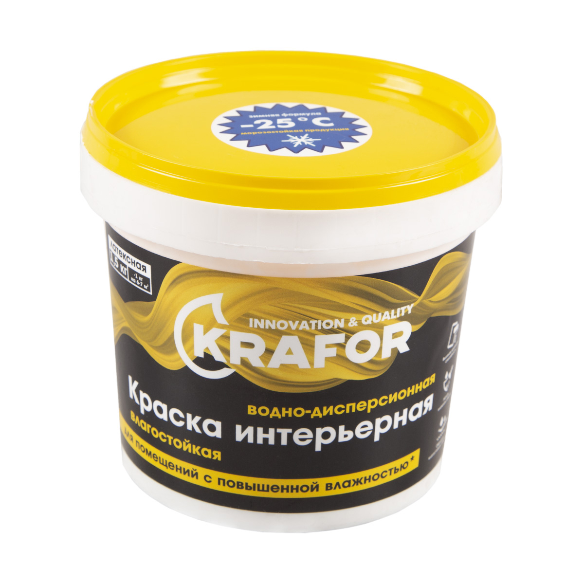 Краска Krafor влагостойкая, белый, 1,5 кг