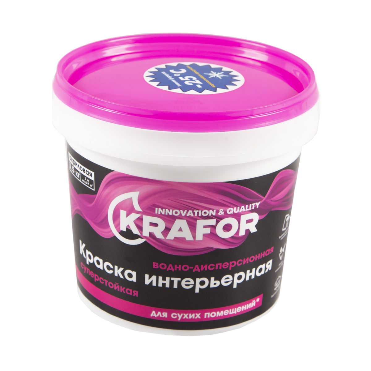 Краска Krafor суперстойкая, база A, 1,5 кг