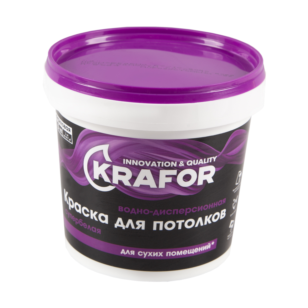 фото Краска в/д для потолков супербелая 1,5 кг "krafor" (фиолет.)