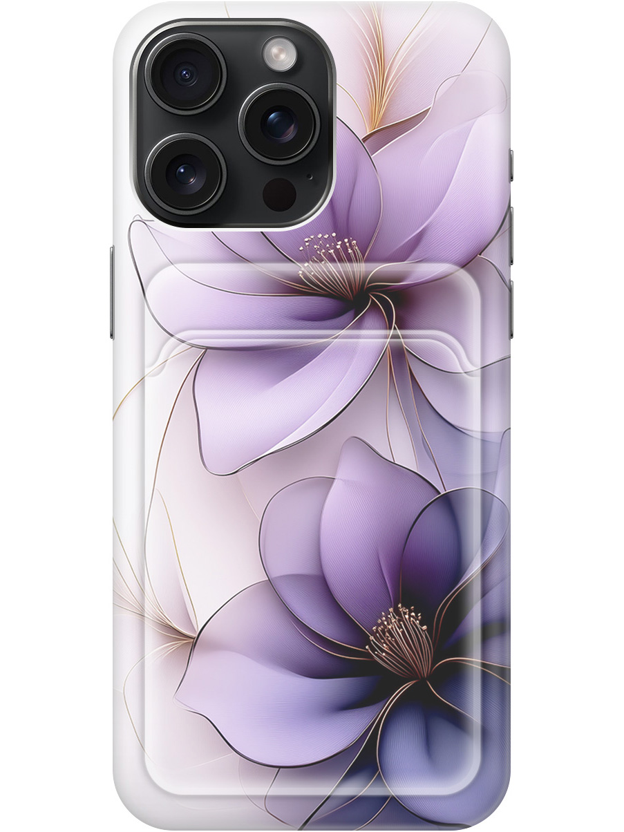 

Силиконовый чехол на Apple iPhone 15 Pro Max с принтом с карманом для карты 850062, Белый;прозрачный;серый;фиолетовый, 775148121