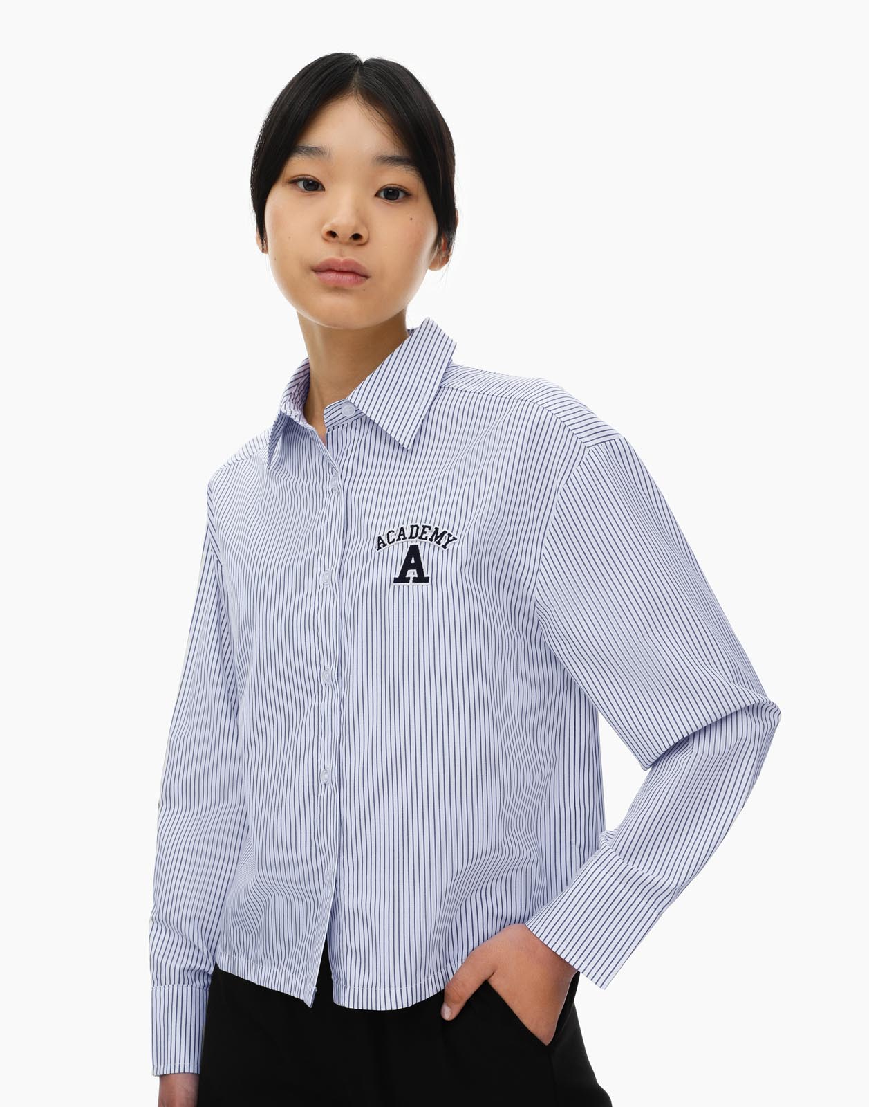 Рубашка детская Gloria Jeans GWT003130, белый/темно-синий, 152