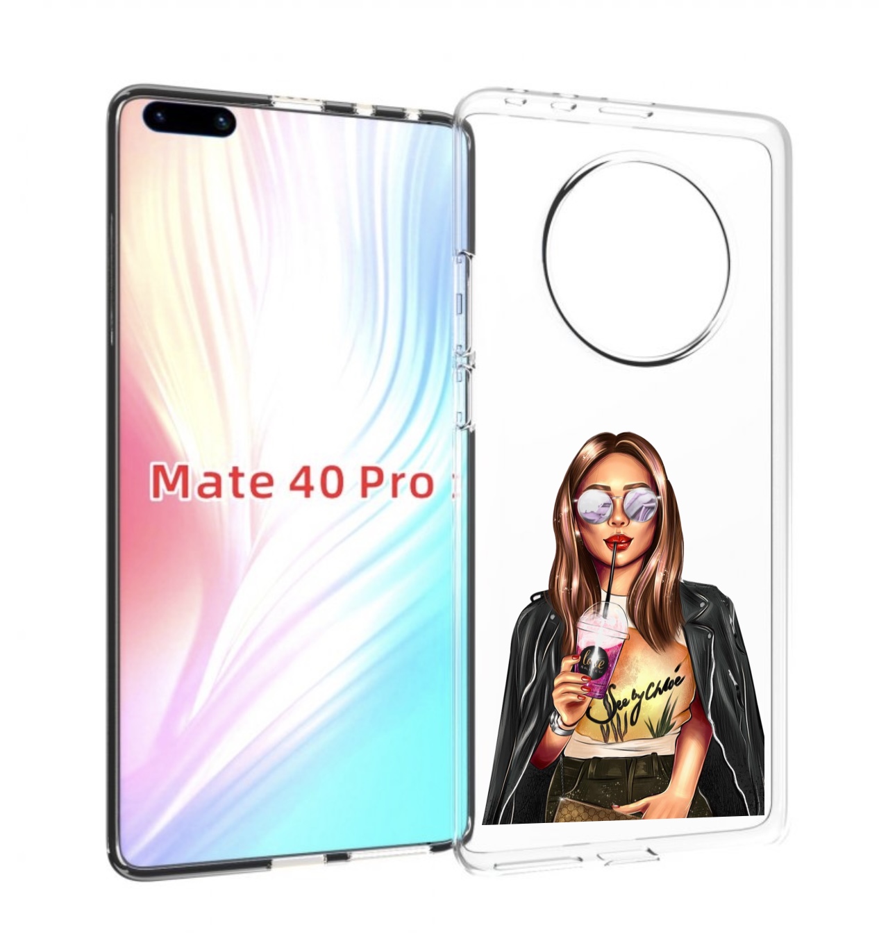 

Чехол MyPads девушка-с-фиолетовым-коктейлем женский для Huawei Mate 40 Pro (NOH-NX9), Прозрачный, Tocco