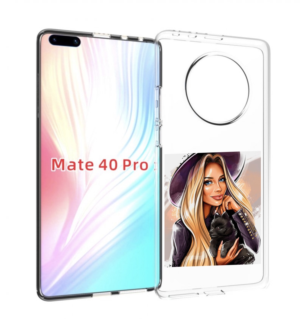 

Чехол MyPads девушка-с-черным-щенком женский для Huawei Mate 40 Pro (NOH-NX9), Прозрачный, Tocco