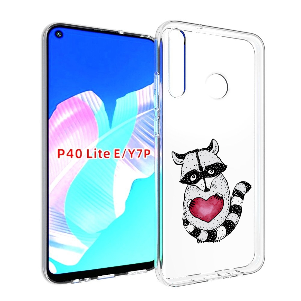 

Чехол бампер MyPads Енот с сердечком для Huawei P40 Lite E, Прозрачный, Tocco