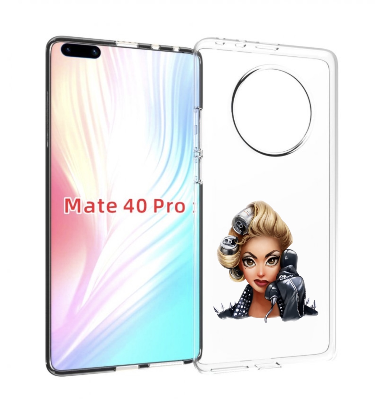 Чехол MyPads девушка-смайлик-с-телефоном женский для Huawei Mate 40 Pro (NOH-NX9)