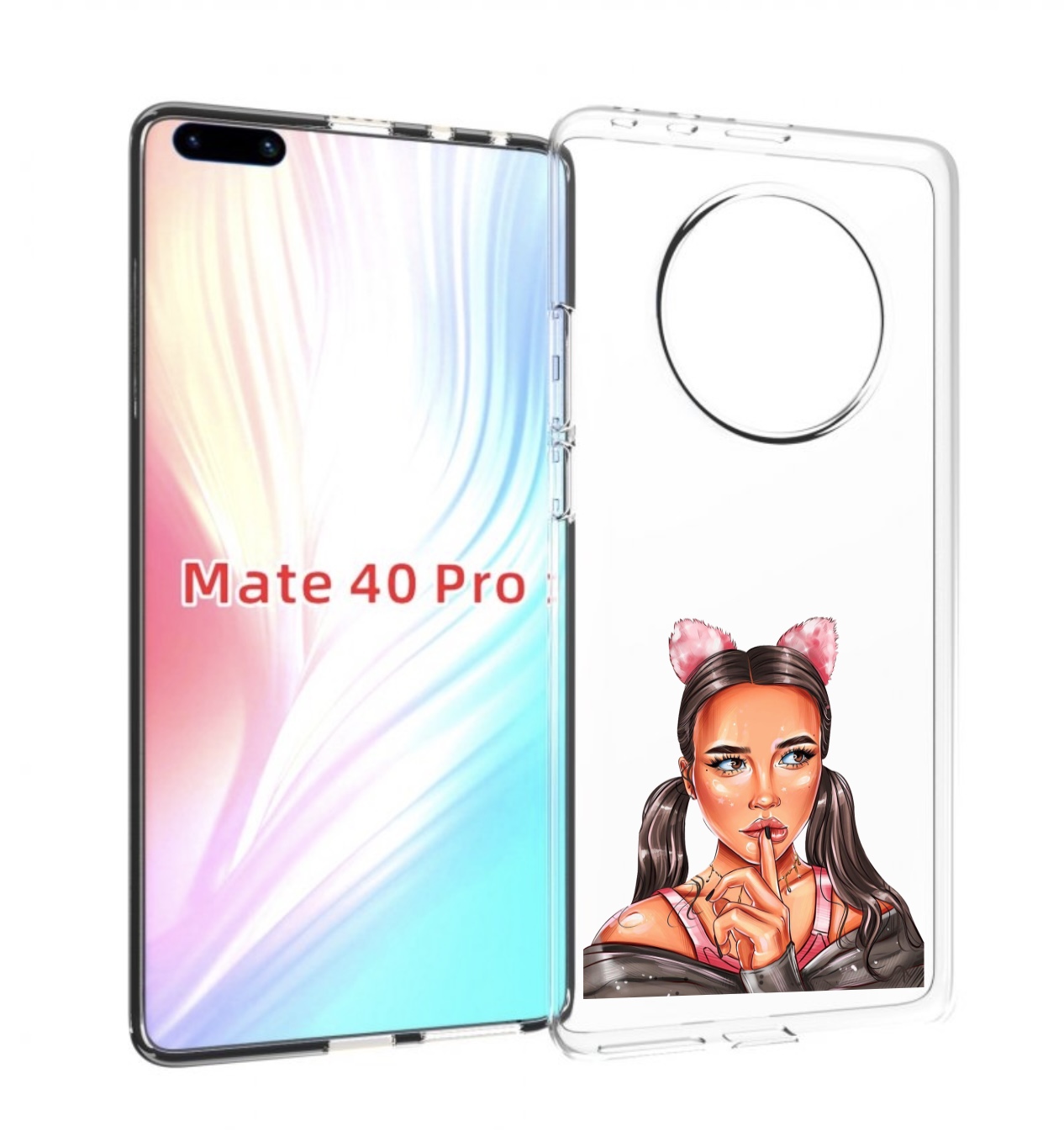 

Чехол MyPads девушка-тихо женский для Huawei Mate 40 Pro (NOH-NX9), Прозрачный, Tocco
