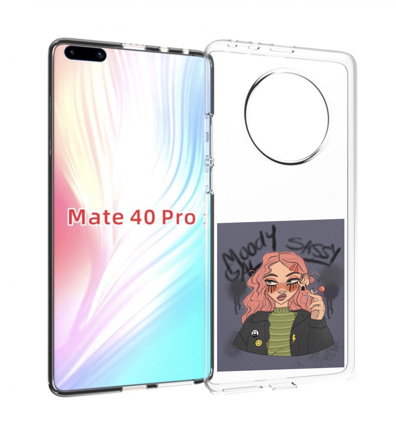 

Чехол MyPads дерзкое-настроение женский для Huawei Mate 40 Pro (NOH-NX9), Прозрачный, Tocco