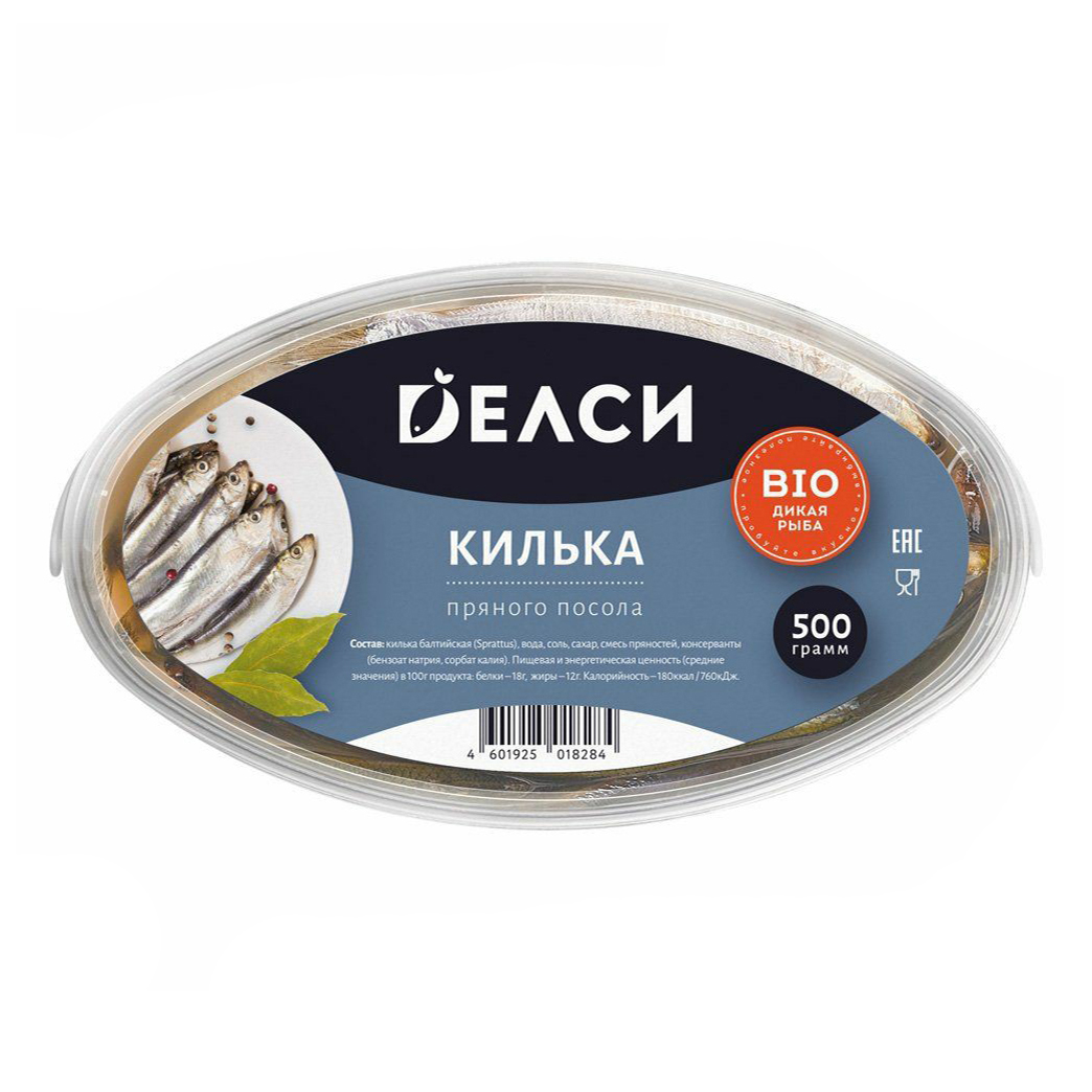 

Килька Dелси пряного посола тушки 450 г