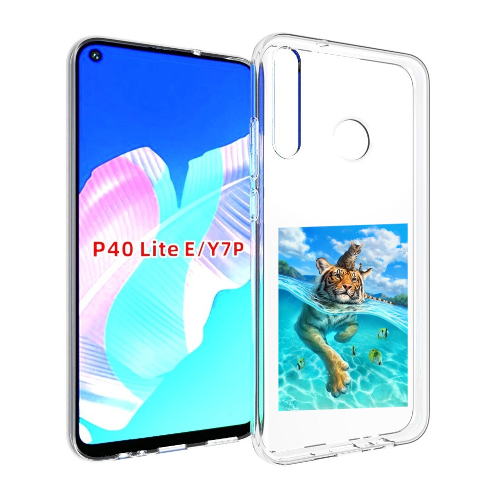 

Чехол бампер MyPads Кот-на-тигре для Huawei P40 Lite E, Прозрачный, Tocco