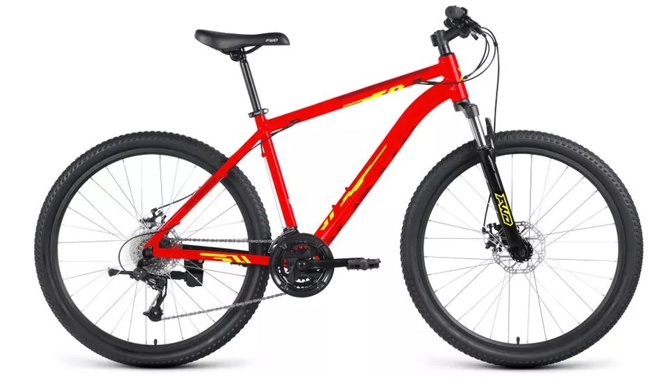 Велосипед FORWARD KATANA 27,5 D, колесо 27.5'', рост 18'', красный желтый 2023-2024