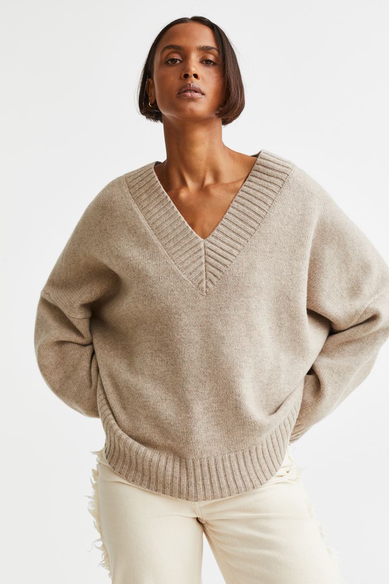 

Пуловер женский H&M 1109619002 бежевый 2XL (доставка из-за рубежа), 1109619002