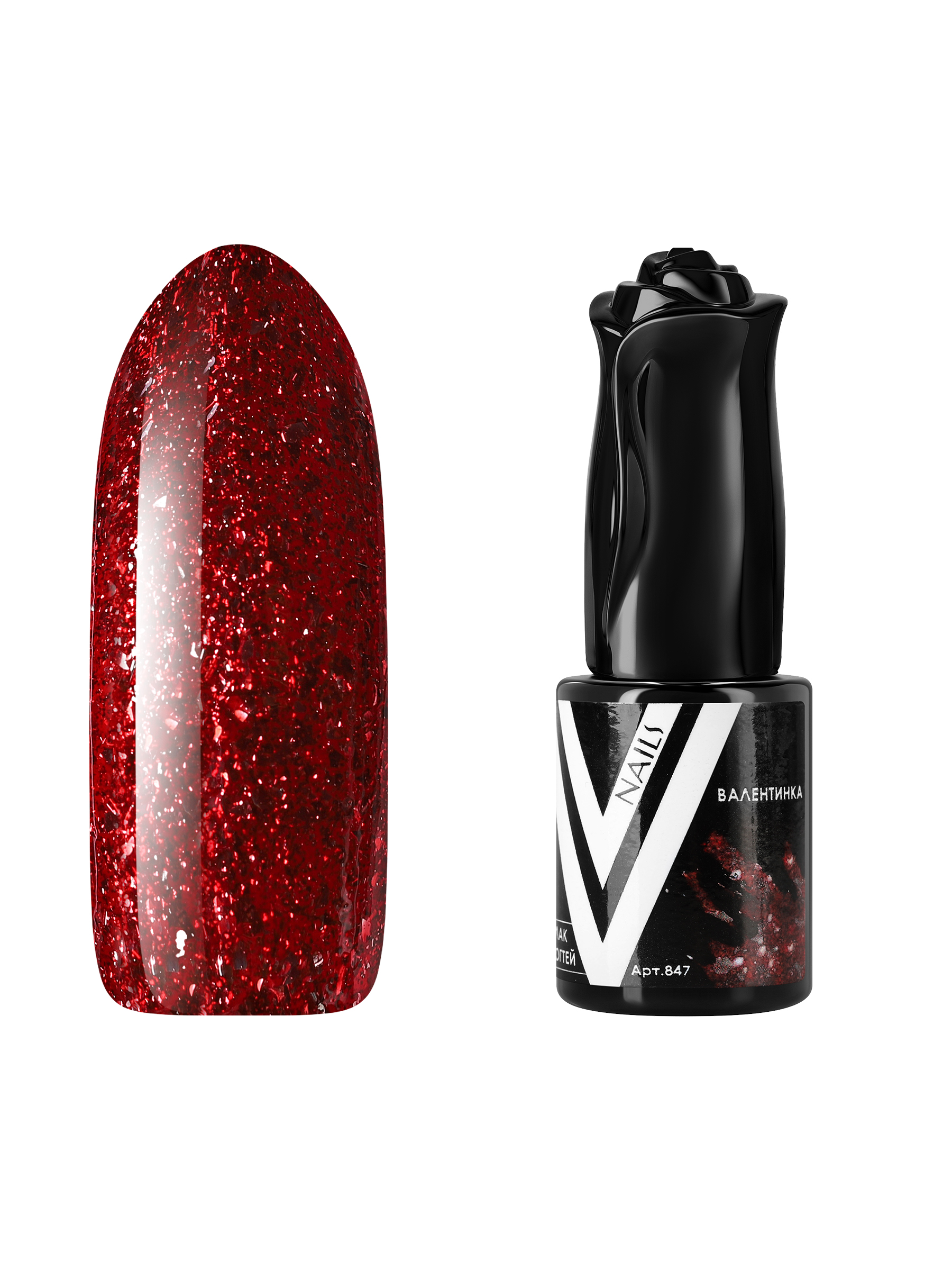 Гель-лак для ногтей с блестками Vogue Nails плотный, насыщенный, темный, красный, 10 мл iva nails каучуковая база для гель лака alien glass