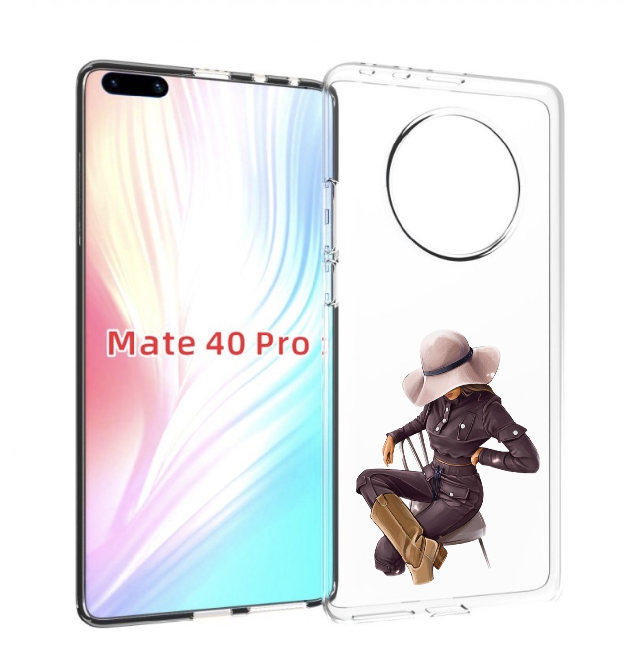 

Чехол MyPads загадочная-девушка-в-костюме женский для Huawei Mate 40 Pro (NOH-NX9), Прозрачный, Tocco
