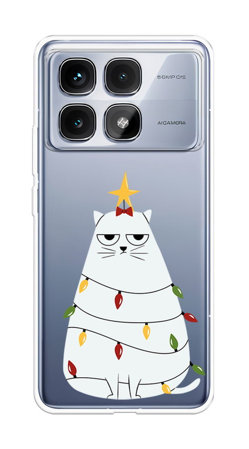 

Чехол на Xiaomi Redmi K70 Ultra "Котик в гирлянде", Белый;красный;желтый, 323050-1