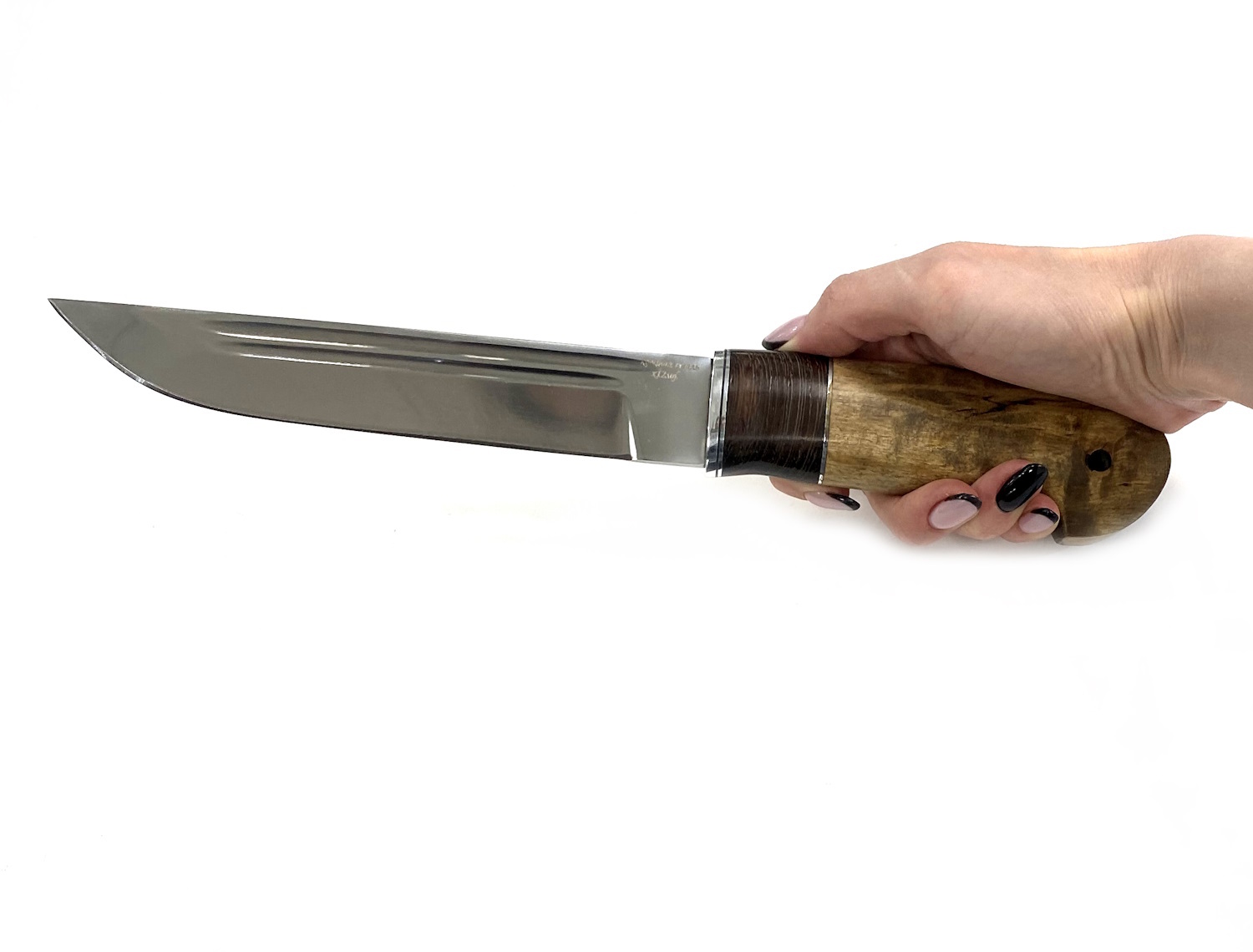 Нож МП Засапожный, кованая Х12МФ, стаб.карельская береза, венге