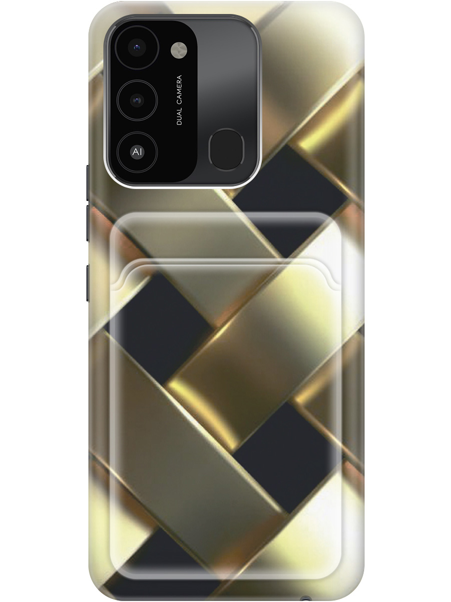

Силиконовый чехол на Tecno Spark 8C / Go 2022 с рисунком "Золотистое плетение", Золотистый;черный, 20011932