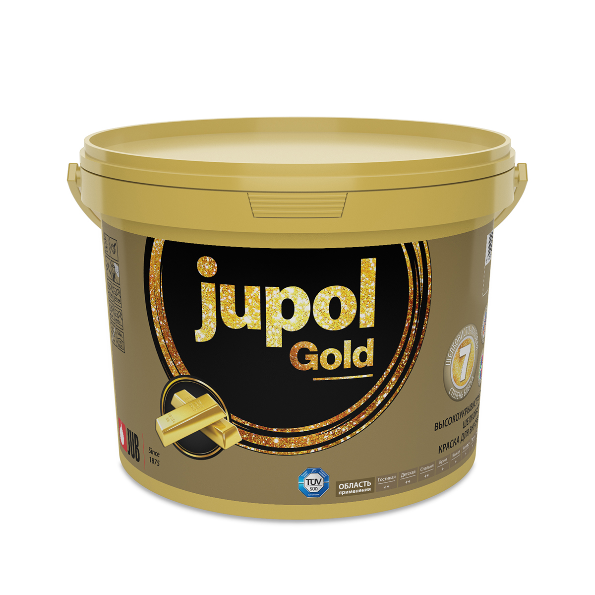 фото Краска в/д "jupol gold" для внутр. работ моющаяся база a (1001) 5 л "jub"