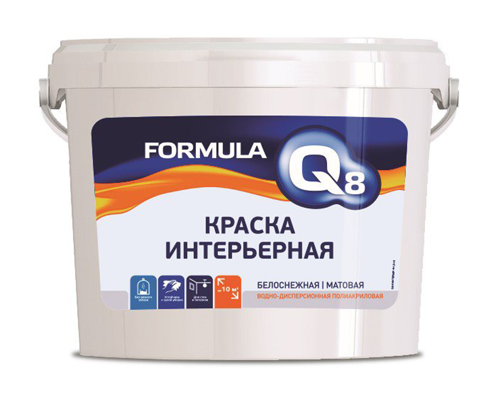 фото Краска formula q8 интерьерная, белоснежный, 5 кг